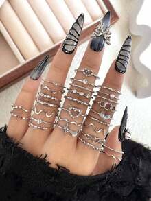 15 piezas y anillo decorativo colgante - Plata 2 - Ver 7