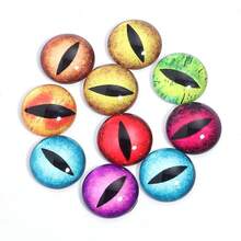 10pcs/Pack Assorted Cat Eye Shaped Glass Cabochons, Colorful Pupil, DIY Jewelry Making Supplies For Necklace, Ring, Bracelet Decoration