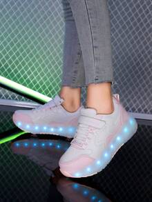 Unisex LED Rechargeable Light Up Roller Shoes, Multifunctional Transformable Roller Skates For Kids, Suitable For Outdoor And Sports Skating All Year Round, With Detachable Wheels - Pink - View 3