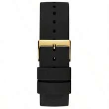 Guess Herren 1 Stück Quarz-Armbanduhr mit rundem Zifferblatt, für den täglichen Gebrauch oder als Urlaubsgeschenk, schwarzes Silikonarmband, modisch, Lässig W1264G1