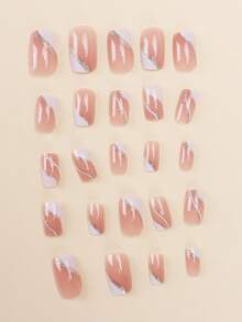 24 Pezzi Unghie Finte Quadrate/Bianche Multicolore Glitterate A Righe Staccabili, Punta Unghie Finte Acriliche Perfettamente Aderenti, Inclusi 1 Colla Gel e 1 Lima, Adatte Per Lavoro Quotidiano, Studio e Riunioni di Donne in Autunno e Inverno, Adesivi per Unghie Autunnali, Unghie Acriliche Finte per Ognissanti - Multicolore - Visualizzare 2