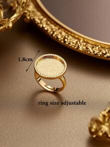 Herseygold 1pc Adjustable Unisex Gold-Plated Copper Open Ring, Wedding Band, Turkey Style Ring As Luxury Gifts - Gold - View 3