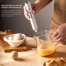 Mini Electric Egg Beater Mixer Whisk For Egg Whites Milk Coffee Egg Whites, For Home Kitchen - 白色 - 查看 6