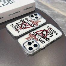 Funda para Teléfono con Estampado "Amor Vampiro" Compatible con for  16 15 14 13 12 11 Pro Max X XR XS Max 8 7 Plus, con Marco de Lente Plateado Metálico y Cubierta Trasera Suave Transparente, Carcasa para for  Max, Funda para Móvil - Color 1 - Ver 5
