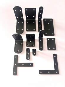 90 Degree Right Angle Fixator, Black Angle Iron, Triangle Iron Bracket, Connecting Piece, Metal L-Shaped Layer Board Bracket