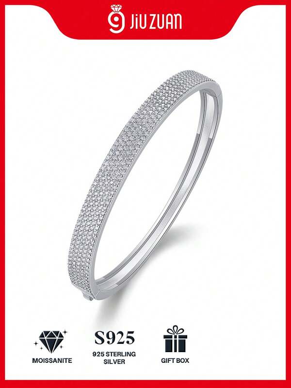 سوار من الفضة الإسترليني عيار 925 مرصع بالموسانيت للنساء، لا يسبب الحساسية، عالي الجودة، مناسب للخطوبة والزفاف والذكرى السنوية وعيد الميلاد والحفلات والاستخدام اليومي، أنيق ومتعدد الاستخدامات