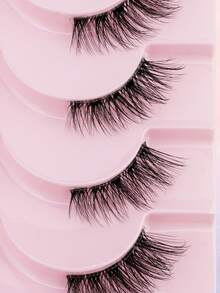 10 Pairs 3D Fluffy Half-Eye False Eyelashes, 8-10mm Transparent Stem Handmade Faux Mink Short Lashes, Extending Outer Corner, Natural Look, Suitable For Women's Daily Wear - 黑色 - View 5