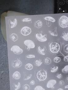 2pcs White Jellyfish Nail Stickers 3D Summer Marine Life Nail Art Decals Slider Decorations Manicure Accessories Tools, DIY Nail Salon Ornaments - 白色 - 查看 4