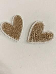 6/3/1pc Gold Heart Embroidered Patches, Iron-On/Sew-On Application For DIY Clothing And Fabric, Mini Heart, Heart-Shaped Embroidery, Star Embroidery Patches, Adhesive Fabric Appliques For Garment Decoration - Multicolor - View 2