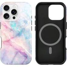 For IPhone 15/14/13 Case Cute Design Strong Magnetic Cute Slim [Compatible With MagSafe] Wireless Charging Phone Case 2 In 1 Shockproof Heavy Duty Protection Cover 6.1", Turtle Shell2025.1apple006 - Đá cẩm thạch màu - Xem 2