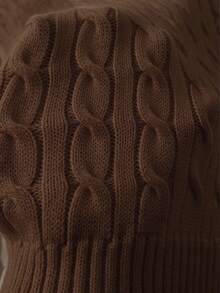 Men's Autumn/Winter Knitted Zip-Up Pullover Sweater With Twisted Rope Design, Casual Business Commute Versatile - Brown - View 7