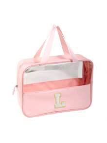 Transparent PVC Toiletry Bag,Letters Makeup Bag,Waterproof Travel Toiletry Bag,Letter Zipper Waterproof Makeup Storage Bag,Cosmetic Organizer Bag, Portable Cosmetic Travel Bag,With Handy Handle,For Travel Toiletries Accessories,Travel Essentials, Cruise Essentials, Travel Accessories, Bathroom Storage, Jewelry Storage, Lip Polish Storage, Nail Polish Storage, Easter Gift, Bridesmaid Gift, Mother's Day Gift,Gifts For Women - Multicolor - View 34