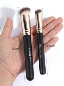 MAANGE 5pcs Makeup Brush Set, 3 Brushes + 2 Makeup Sponges, Foundation Brush, Concealer Brush, Soft Bristle Cosmetic Tools, Suitable For Travel, Christmas Gift - Black - View 4