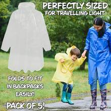 City Comfort Rain Poncho Disposable Transparent Waterproof Ponchos Multipack Festival Theme P - White - View 5