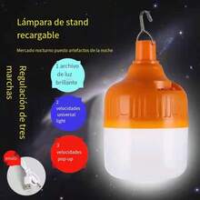 Lámpara de carga de 50W, linterna de emergencia para el hogar, lámpara de camping, bombilla LED recargable por USB, lámpara de tienda portátil, lámpara de trabajo - Naranja - Ver 6