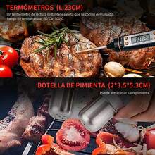 Kit Parrillero 25 Piezas, Utensilios para Asador Portátil, Accesorios para asador de Acero Inoxidable, Incluye Asador, Espátula, Tenedores, Pinchos, Cepillo,etc - 1 - Ver 7