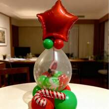18pcs/Set Christmas Party Decorative Balloons, 18" Red Star/Pentagram Foil Balloons, 18" Clear Latex Balloons (For Welcoming New Year, Greeting Elves), 10" Red And Green Latex Balloons, Suitable For New Year's Eve Decoration In 2026. - Multicolor - View 6