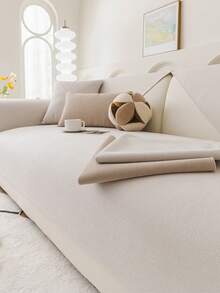 1件装四季通用沙发垫套，现代简约防滑沙发座垫保护套，防尘可水洗沙发套，米色，柔软不易褪色，宠物友好，适用于L型沙发和1/2/3/4人沙发 - 米色 - 查看 7