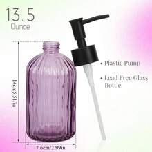 2pcs Glass Soap Dispenser With Plastic Pump, Hand Soap Dispenser For Hand Wash, Lotion Dispenser For Dishwashing Liquid, Lotion Shower Gel (Striped Purple) - 紫色 - 查看 2