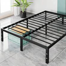 Strong Steel Bed Frame,Heavy Duty Metal Bed Frame With Storage Space, Noise-Free Platform Base,King & Queen Size – 14in 16in 18in Platform Cama With Silent Slats,Room Decor,Furniture,Christmas,Furniture Living Room,Living Room Decor,Room Decoration Stuff - 14英吋 - 查看 1