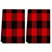 2/4/6/8/10/12 Pcs Heavy-Duty Kitchen Dishcloths - Extra Large Quick-Dry Anti-Scratch Dish Towels, Super Absorbent Cleaning Cloths For Dishwashing, Countertops, Bathroom - Red & Black Checkered Pattern - Machine Washable, Dish Towels For Kitchen, Countertop Protection