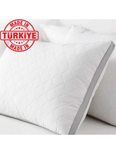 Premium 50x70cm Breathable Silicone Fiber Quilted Bed Kussen Ultra Zachte Hypoallergenic Sleep Support Cooling Mesh Sides Made In Turkey