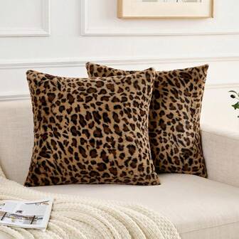 1/2Pcs Farmhouse Cheetah Pillowcase Fashion Artificial Double Sided Pillow Cover Leopard Pattern Sofa Pillowcase Home Decoration No Pillow Core
