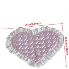 Korean Style New Lace Edged Heart Shaped Coaster, Satin Surface, Simple Quilted Heart Shaped Insulated Heat Resistant Coaster