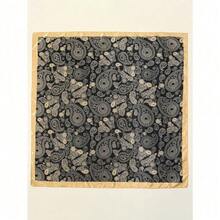 1PC Women's Red And White Paisley Printed Bandana Square Towel, 90CM 1 90cm Women's Luxury Scarf, Headscarf Silk Scarf, Fashion Printed Square Scarf, Four Seasons Versatile Casual Polyester Scarf - 黑金 - 查看 5