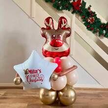 23 Peças Decoração de Festa de Natal Balões, Balões de Folha de Rena, Balões de Estrela Branca de 18" (Adequado para Presentes e Decorações Surpresa), Balões de Látex Vermelho e Dourado de 10", Balões de Látex Vermelho e Dourado de 5". Adequado para Ano Novo, Réveillon, Decoração de Sala 2026, Arranjo Interno. - Multicolorido - Visão 7
