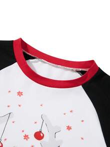 Family Matching Christmas Pajamas, Dog Clothes/Baby Romper/Elk Print Long Sleeve Tops + Plaid Print Pants Set - 黑與白 - 查看 6
