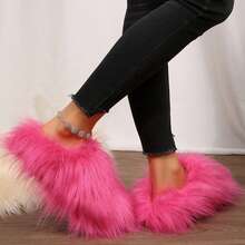 Womens Slippers Comfy Faux Fluffy Slippers Cotton Fuzzy Slippers Autumn Winter Shoes Slippers Bedroom Slippers Fuzzy Short Boots Shoes Soft Comfy Memory Foam Indoor House - Hồng - Xem 10