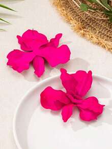 1 Pair Vacation Style Metal Flower Pendant Earrings, Suitable For Women's Daily And Party Outfits, Flower Design Is Random - White - View 6