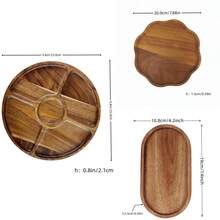 1 pieza Bandeja de servir de madera de palo de rosa, tabla de quesos de moda, bandeja de café, diseño de grano de madera natural resistente y duradero con múltiples compartimentos para aperitivos, frutas, apta para fiestas, decoración del hogar, cocina y comedor, bandeja de servir multifuncional para aperitivos, regalo navideño, bandeja de madera, decoración de la sala de estar, plato para comedor - Marrón - Ver 5