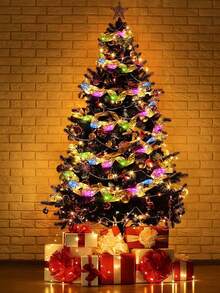 Christmas LED Ribbon Decorative Lights, Handmade DIY Bow Lights String, Suitable For Christmas Tree, Gift Box Decoration - Gold (colored light) - View 4