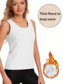 3pcs Pack Warm Undershirt, Comfortable Camisole For Indoor & Outdoor Wear, Base Layer Vest, Polyester & Spandex Blend, Apricot, Black, White - Multicolor - View 3