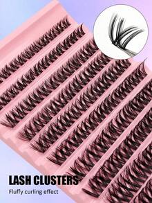 150Pcs D Curl Eyelash Clusters Wispy Voluminous And Lightweight Individual Lashes, Natural Look Lashes Fluffy Cluster Lashes DIY Eyelash Extension Women's Eye Makeup, Beginner Friendly, Reusable Lash Clusters, Eyelash Clusters, Individual Eyelashes, Lashes, Fake Lashes - 黑色 5 - 查看 4
