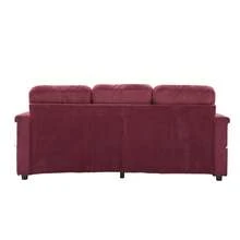 76'' L Shaped Sectional Couches With Storage Ottoman, 3 Seater Corduroy Sofa With 2 Drawers, Cup Holder, Side Bag For Living Room, Apartment, Small Space - 酒紅色 - 查看 9