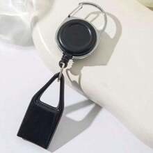 1pc Men's Creative Extendable Anti-Lost Lighters Holder Keychain, Black Retractable Clip Keyring - Black - View 1