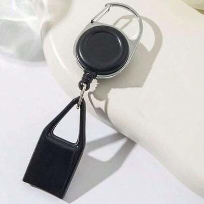 1pc Men's Creative Extendable Anti-Lost Lighters Holder Keychain, Black Retractable Clip Keyring