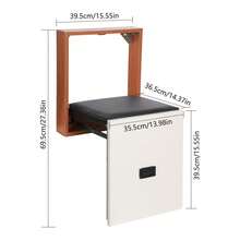 Shoe Changing Chair, Modern Folding Wall-Mounted Folding Chair, 7.5 Cm Ultra-Thin Folding Chair, Suitable For The Entrance, Bedroom, Bathroom, Hallway, Living Room - 白色和原木色 - 查看 2