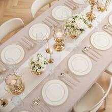 100pcs Plastic Plates With Gold Beads Plates Heavy Duty Party Supplies Includes 10.25inch Dinner Plate And 7.5inch Dessert Disposable Plate For Party,Wedding,Bridal Showers - 象牙白 - 查看 6