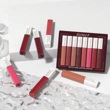 DUNUF 8pcs Matte Lip Gloss Set, Easy To Color, Long-Lasting, It Won't Stick To The Cup And Won't Fade, Moisturizing, Non-Stick, Rich Pigmentation, For All Skin Types, Mixed Color Palette, Ideal Gift For Women - 彩色 - 查看 6