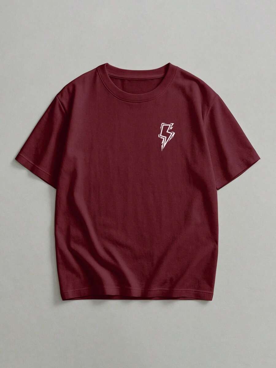 Camiseta Masculina 100% Algodão Estampa Raio Blusa Lançamento Camisa Promoção - bordô - Visão 1