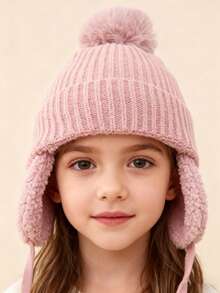 1 Stück einfarbige thermisch gefütterte Strick-Ohrenklappe Mütze - Kinder Outdoor Radfahren Beanie (5-12 Jahre), Wärme für kaltes Wetter - Verschiedenfarbig - Übersicht 3