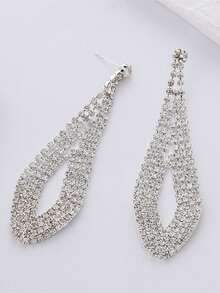 2 piezas Pendientes de mujer con borlas de rhinestone, pendientes de novia de boda exagerados con rhinestones