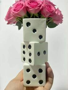 1pc Handmade Dice Vase - Unique Decor, Can Hold Dried Flowers, Roses, Reed Grass - Stunning Design, Fits Any Modern Space - Gift, Smile-Inducing, Suitable For Christmas Gift, Christmas Decoration, Home Decor, Bedroom Decor - Multicolor - View 9