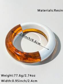 1 pieza Pulsera de resina redonda de la serie naranja talla grande vendida con diseño de teñido anudado, pulsera de brazalete elegante y de moda adecuada para fiestas y regalos - Multicolor - Ver 6