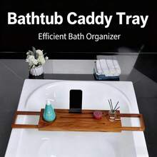 Adjustable Bathtub Tray, Bath Tray For Tub, Bath Tub Tray Wood, Bath Table Tray & Wooden Bathtub Tray – Durable Bamboo Bath Caddy, Great Gift For Relaxing Bath Time