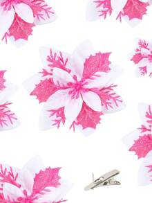 6/12/18/24PCS Christmas Artificial Flower Heads Sparkling Christmas Flowers For Home Weddings Parties Christmas Trees Garlands DIY Holiday Decoration